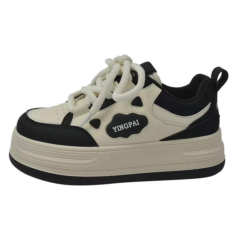 High-value Niche Heightened Thick-soled Panda Little White Shoes for Women's 2025 Spring and Autumn New Casual Versatile Round Head Board Shoes