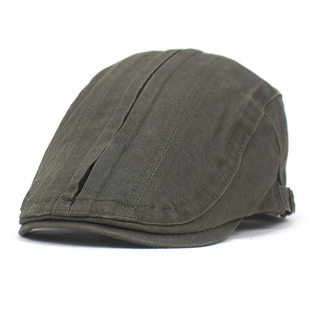 Hat Men's Cotton Beret Adjustable Bent Cap Solid Color Fashion Forward Hat