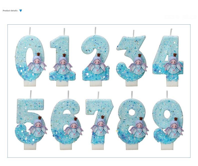 Princess Frozen Birthday Candles 0-9 Number Glitter Cake Candle Kids Girls Birthday Party Cake Topper Decoration Supplies