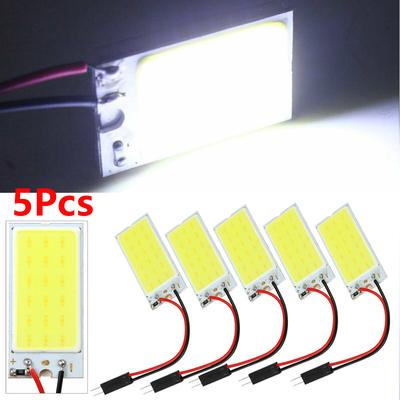 10x Wit COB Led-paneel Lichtkoepel Binnenlamp 12V + T10 Festoen Adapters Kit