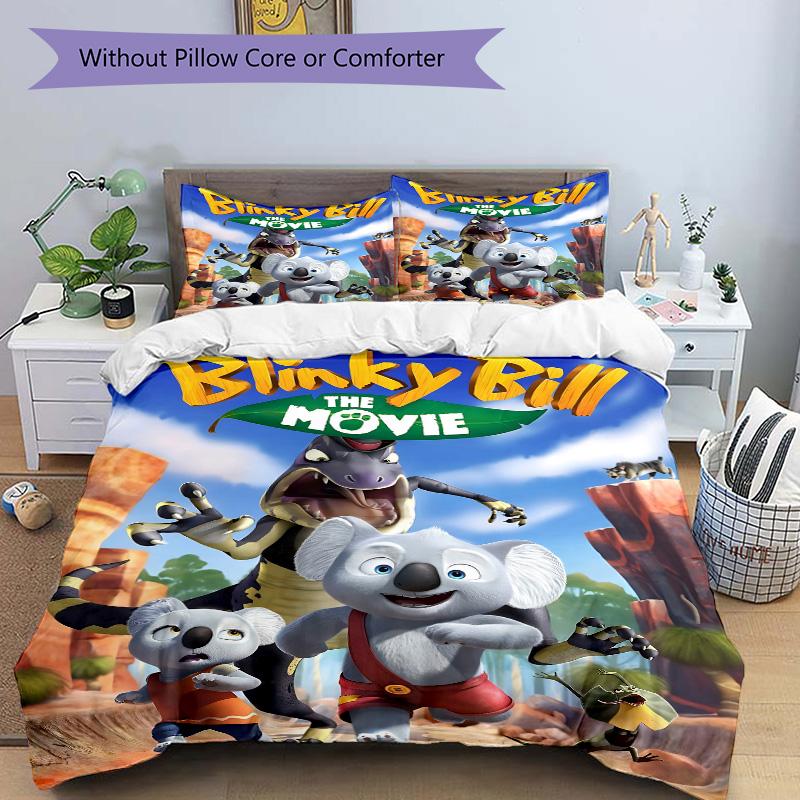 Blinky Bill Koala Adventure Print 3Pcs Bedding Set,Duvet Cover with 2 Bedro,Pillowcase Home Birthday Gift
