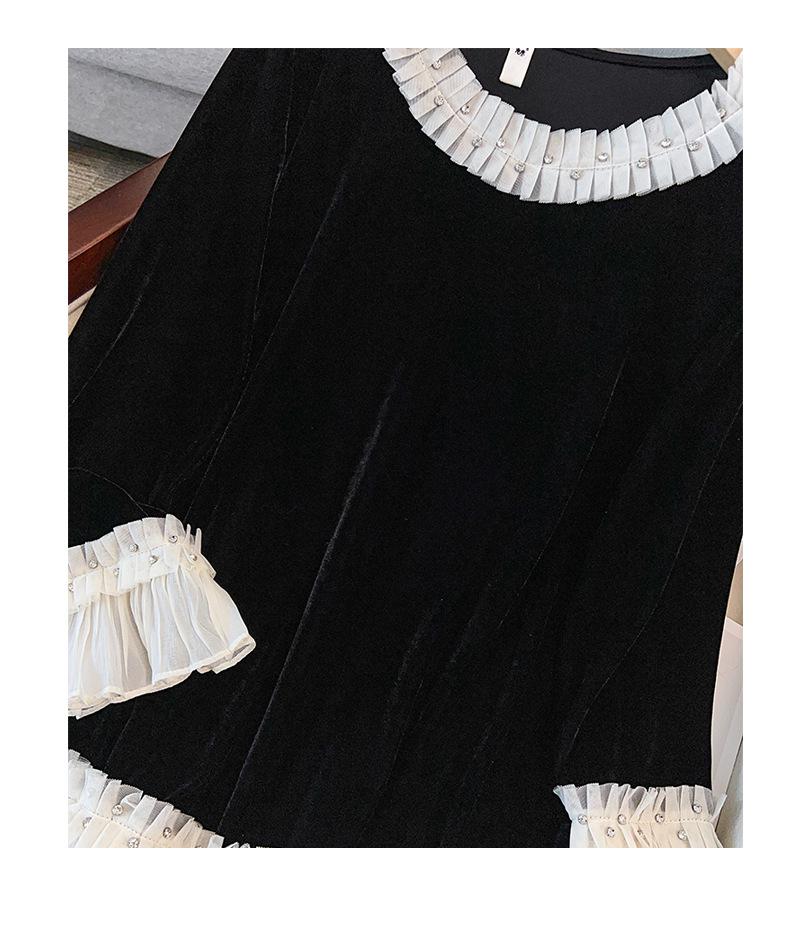 Höst 2025 Plus Size Spetslappverk Volangdetalj Pullover