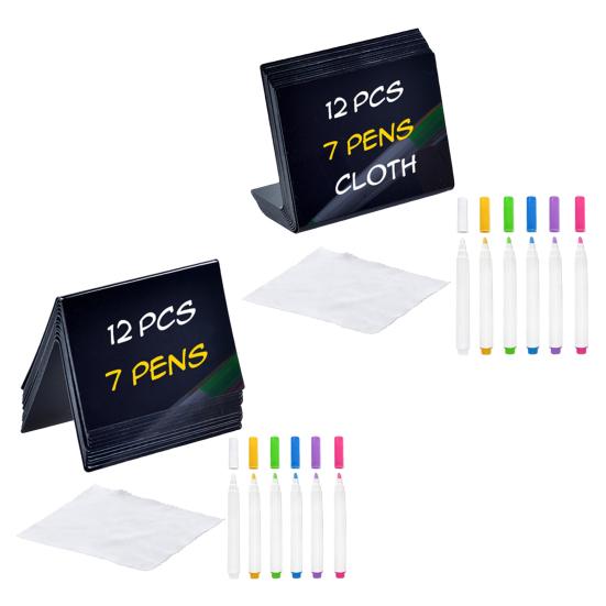 12Pcs Mini Chalkboard Sign with Marker Pens Dry-Erase Desktop Blackboard
