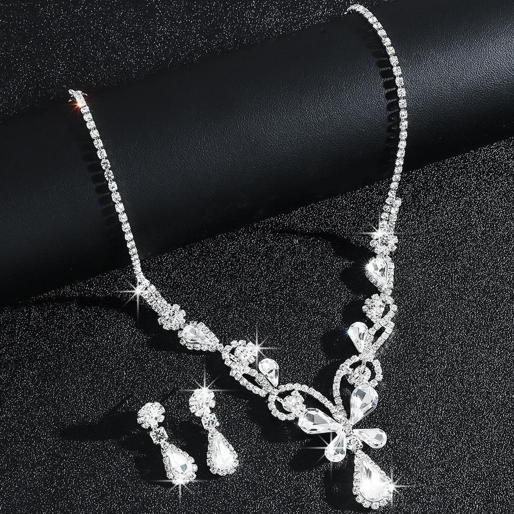Luxury Bridal Crystal Butterfly Necklace & Earring Set