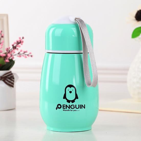 300ML Vacuum Cup Food Grade Good Thermal Insulation Effect Stainless Steel Penguin Water Bottle for Home