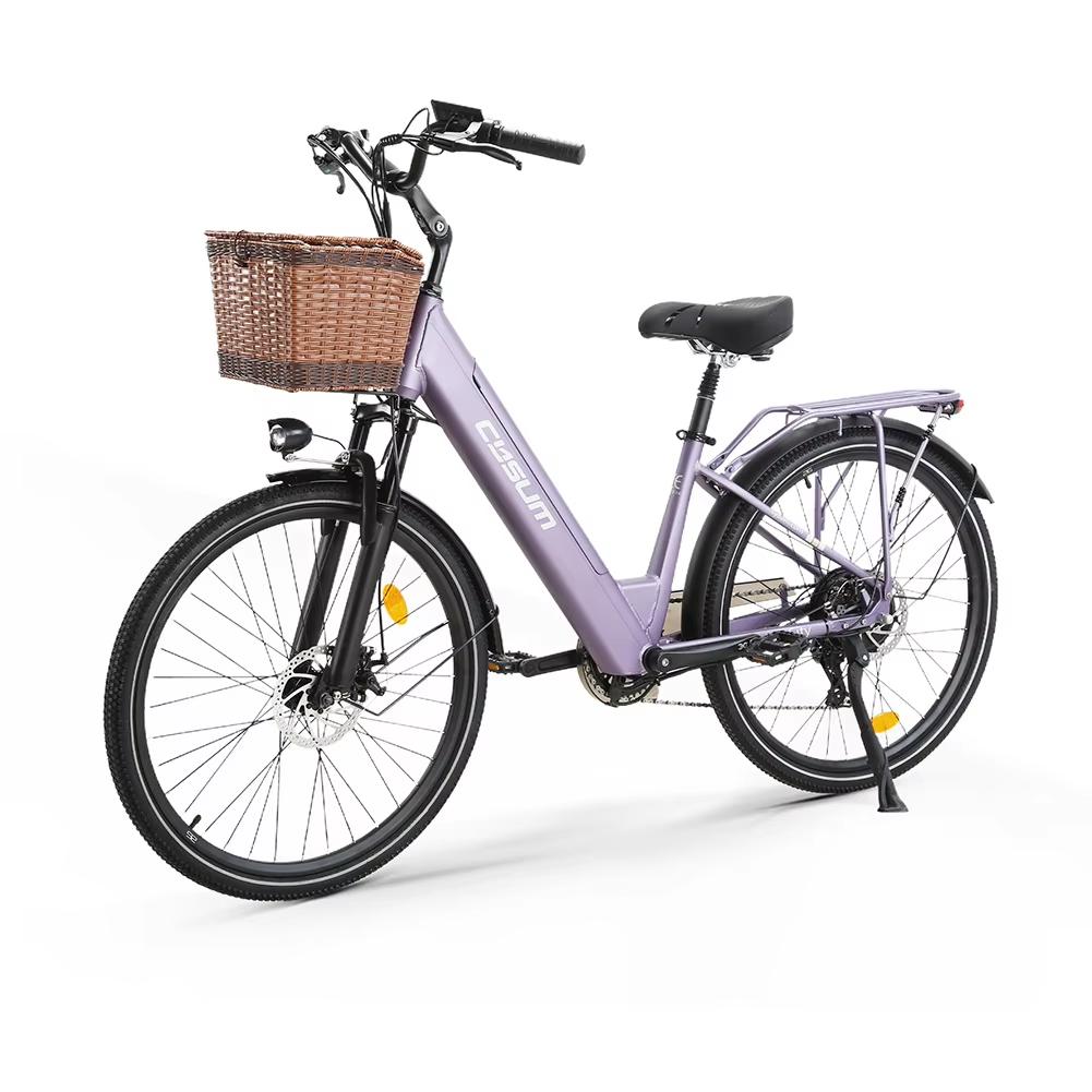 Cysum X-city Dreamy Purple Damen Urbanes Pendler E-Bike Mit Kindersitz 48V10.4Ah Akku 250W Elektrofahrrad 26 '' Straßenreifen Outdoor Elektrofahrrad