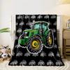 Green Tractor Artwork On a Black Background with Smaller Grey Tractors. for All Seasons Blanket Lunch Break Throw Gift