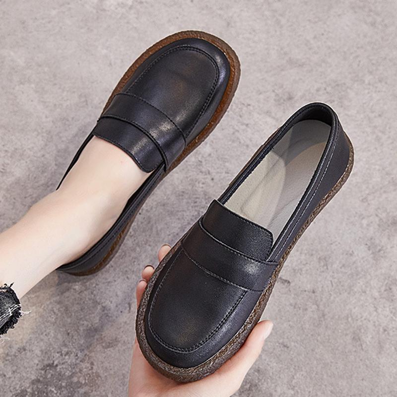 Fashion GKTINOO Shoes Women Spring 2025 New White Thick-Soled Ladies Sneakers Genuine Leather Casual Trend Girl Shoes Students Loafers