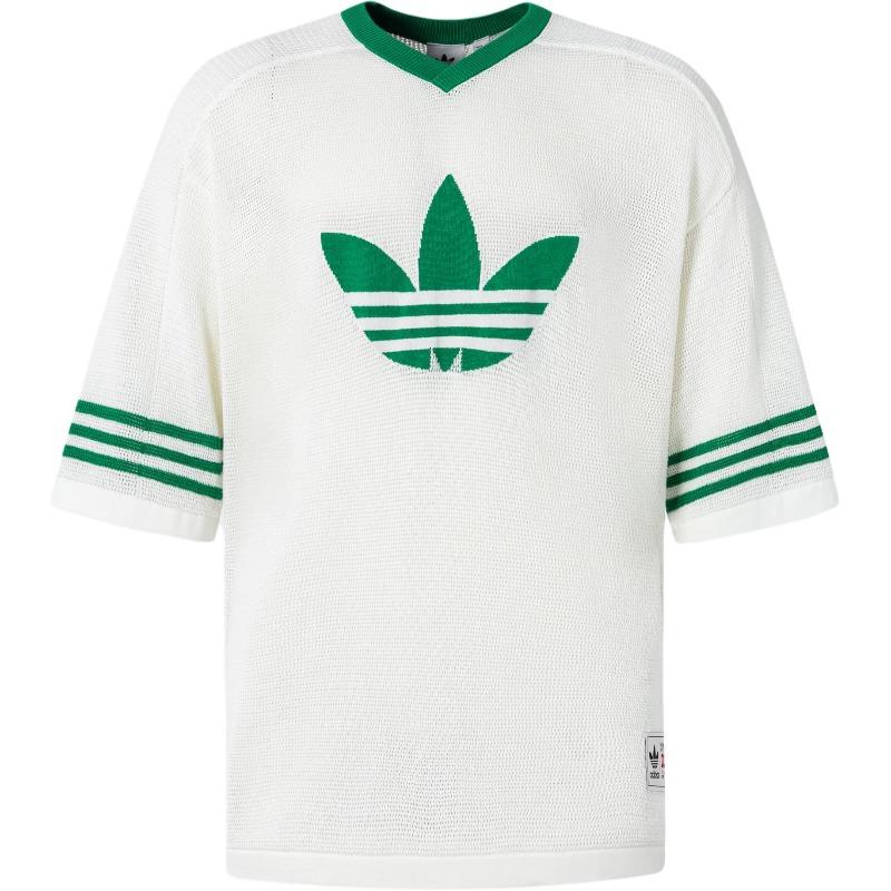 adidas Originals Blockcore Kurzarm Strick T-Shirt Unisex Oberteile Weiß JL5974