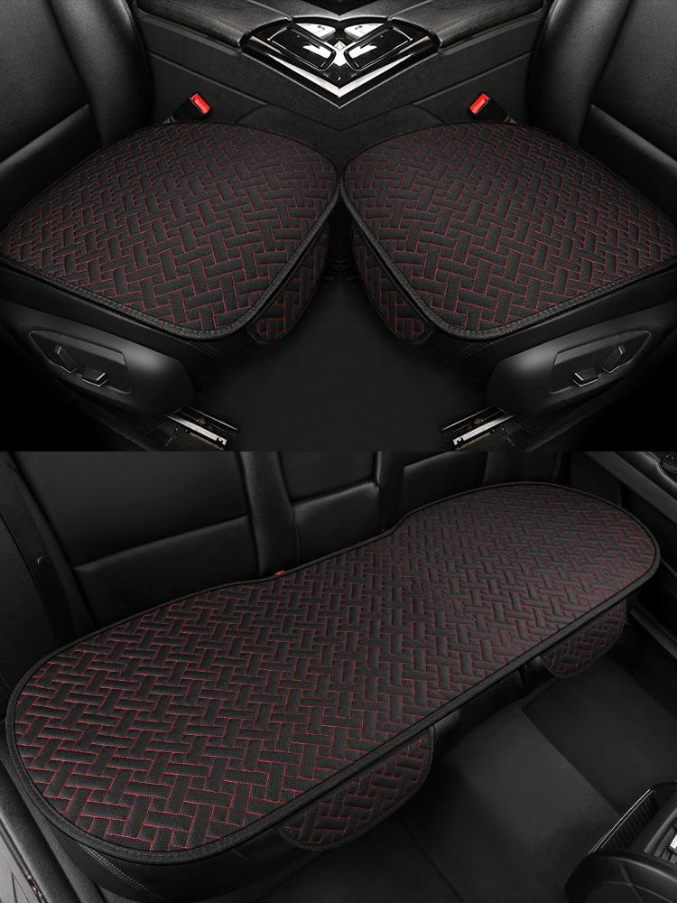Linen Car Seat Cover Suitable For All Seasons, Small Three Piece Single Seat Anti-Skid Protector, Universal For Most Suvs, Truck