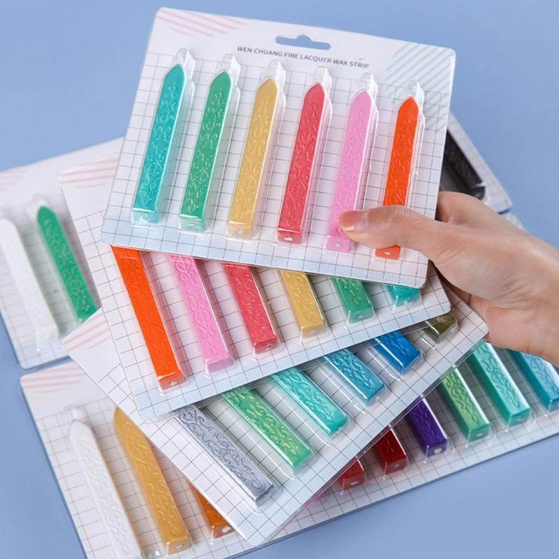 6Pcs Wax Seal Stick, Seal Wax Stick with Wick for Letter Seal Wax Stamp, Wedding Invitations, Package Decorations