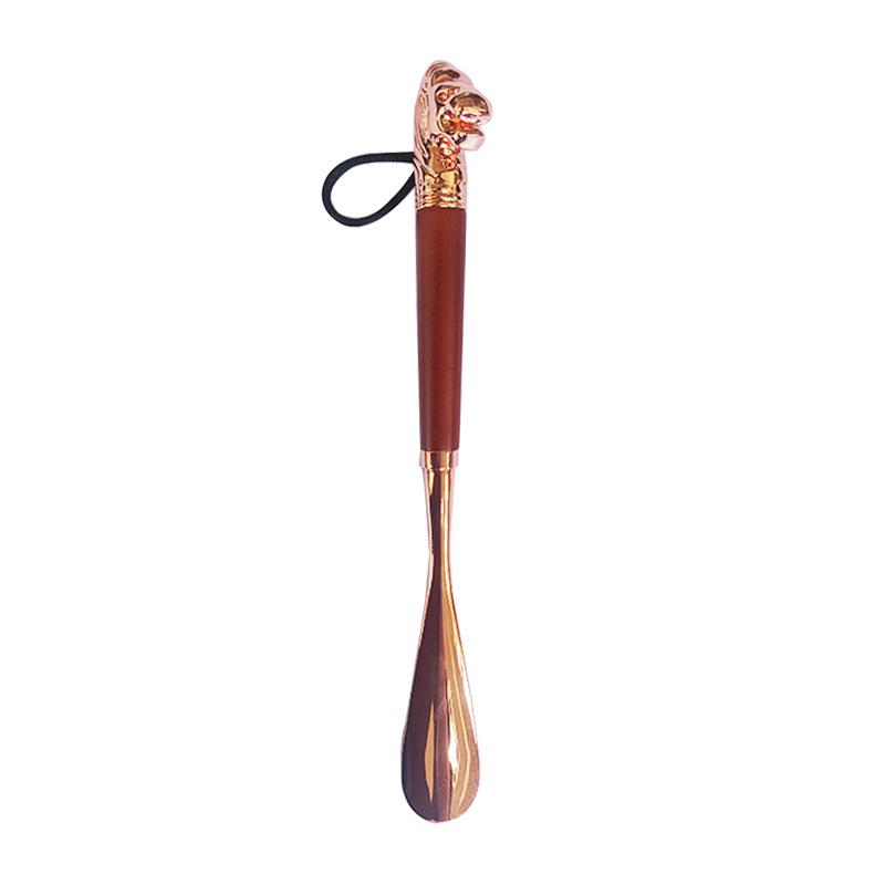 Metal Alloy Lion & Horse Head Zodiac Solid Wood Long Shoehorn