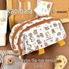 Capybara Cartoon Pencil Case for Students: Flip-Top, Multi-Layer, Large Capacity Stationery Organizer.