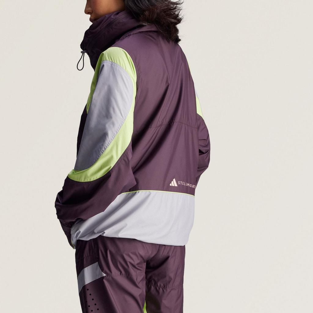 Adidas Stella McCartney FW24 Woven Series Color Block Sports Loose Fit Hooded Zip Long Sleeve Jacket Women Jacket Brown IX1629