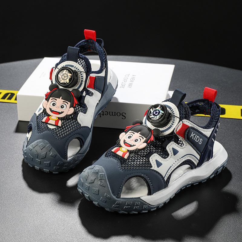 Children's 2025 Summer Rotating Button Closed-Toe Water-Resistant Breathable Sandals