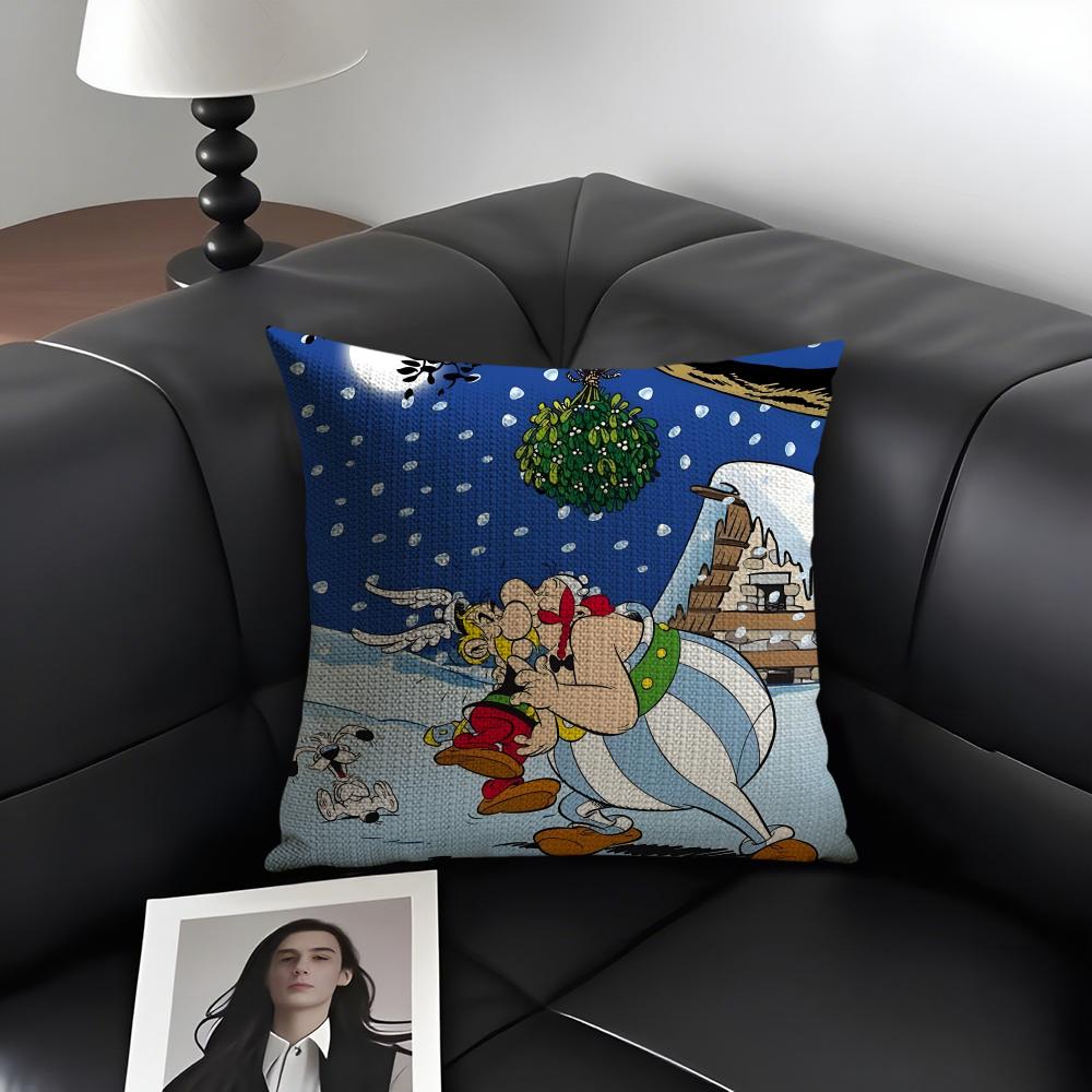 AAsterix And Obelix Cartoon Cushion Cover Natural Linen Organic Fabric DoubleSided Printing Sofa Home Decor Gift Pillow Case