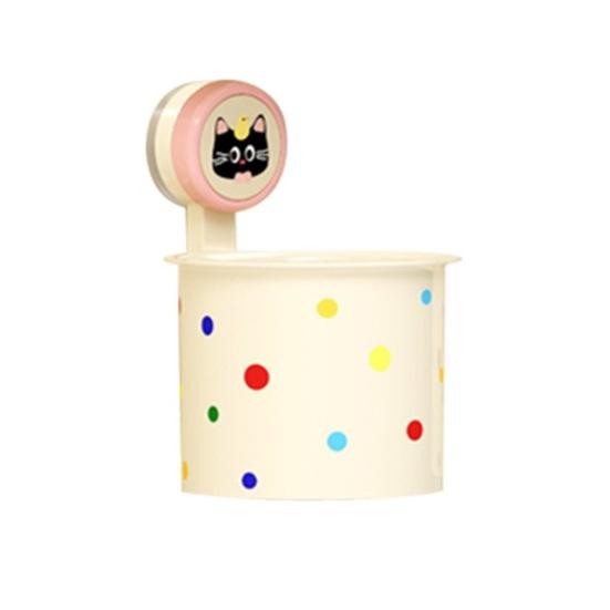 Storage Box with Suction Cup Cylindrical Model Container Cream Style Organizer for Face Towels Makeup Brushes A