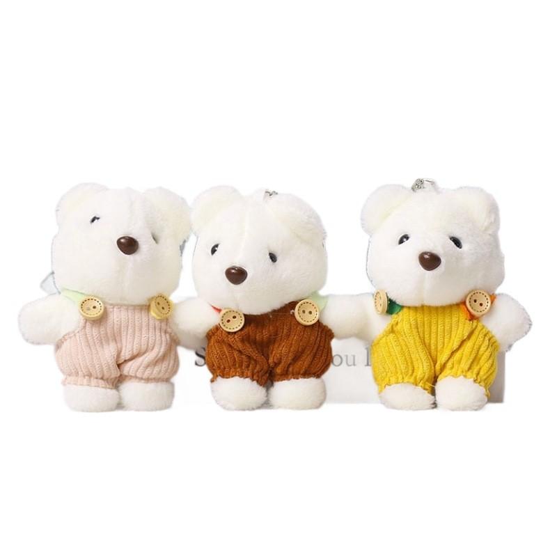 Plush Teddy Bear Keychain With Cute Suspender Design For Bags And Backpacks