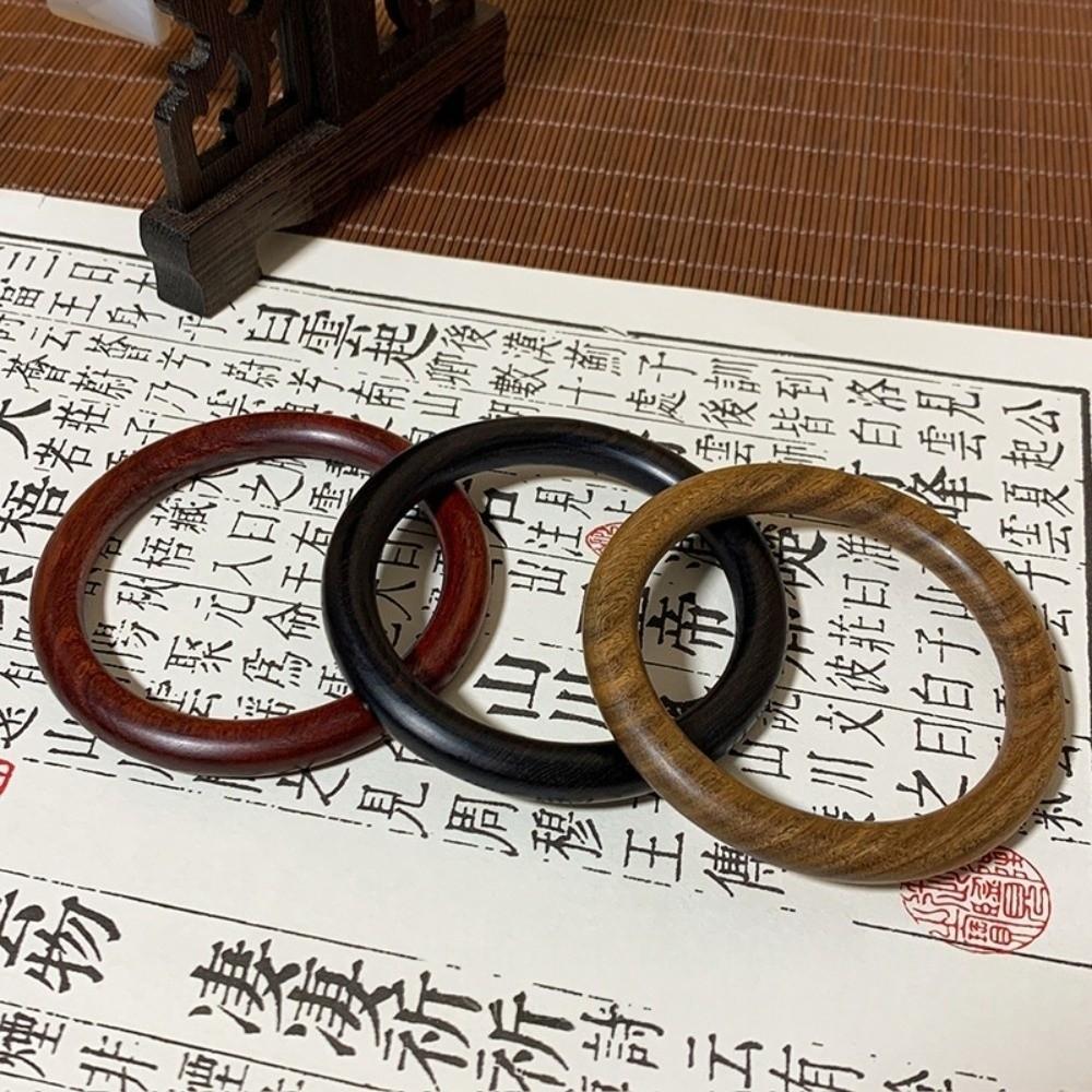 Chinese Ethnic Style Sandalwood Bracelet Minority Design Retro Hand Ring Sandalwood Bangle  Student