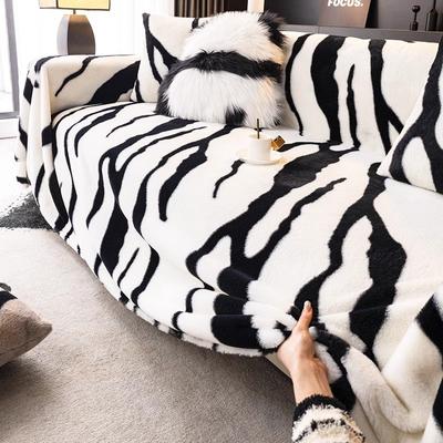 Plush Sofa Cover Cloth Autumn and Winter Zebra Pattern Light Luxury High Sense Bunny Cashmere One Piece Non-Slip Full Cover Sofa Cover