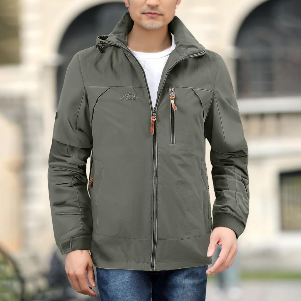 Herren Locker Lässig Outdoor Übergroße Kapuzenwindjacke Langarmjacke