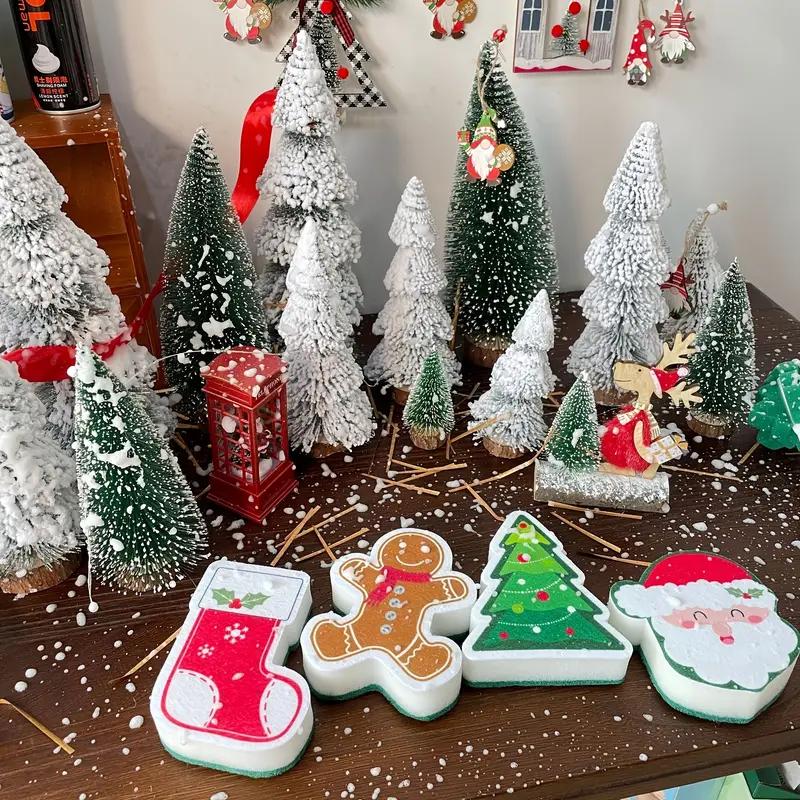 2025 Cartoon-bedruckter Spülschwamm – Weihnachts-Küchenschrubber für Töpfe, Geschirr & Reinigung