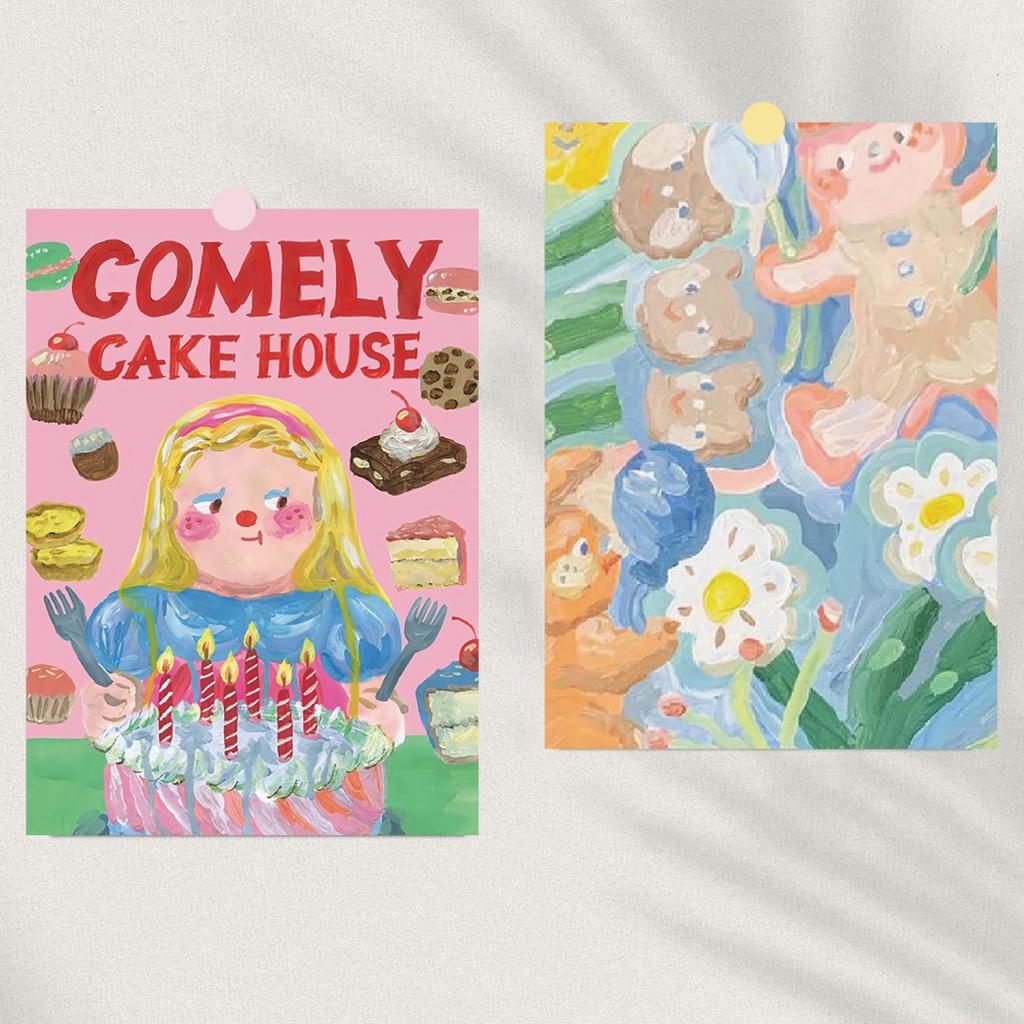 15PCS Oil painting card Posters Stickers Creative Decals DIY Luggage Creative Reading Cheese Cafe Laptop Wall Stickers Phone