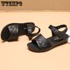 Damensandalen aus Leder mit weicher Sohle, Mama-Schuhe, Sommermode, bequeme Schuhe, flache, rutschfeste Sandalen mit dicker Sohle, mittleres Alter, PU-Material