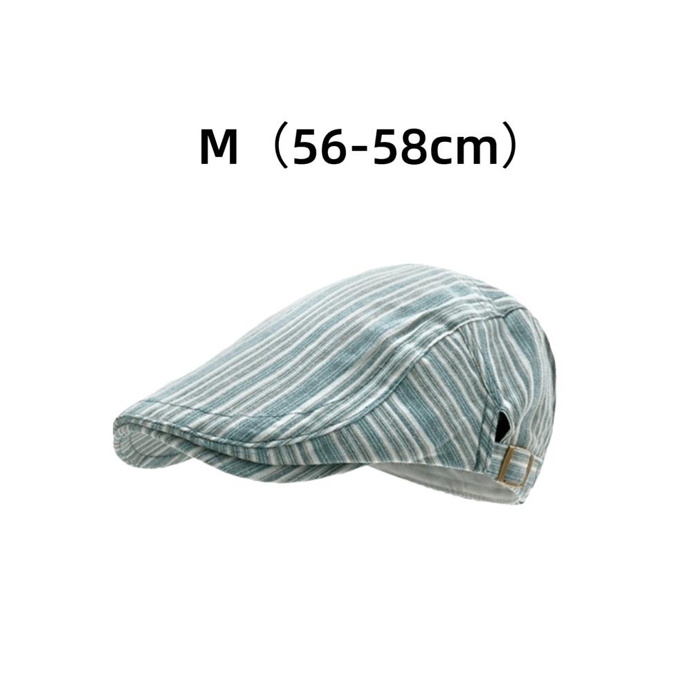Cotton Striped Forward Hat Adjustable Flat Brim Cap Classic Newsboy Hat Women Men
