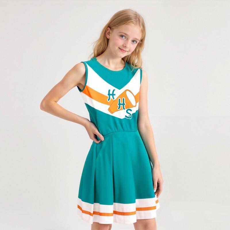 Cheerleading Uniform Set Girls Student Sports Meet Performance Stage Dance Outfit Green