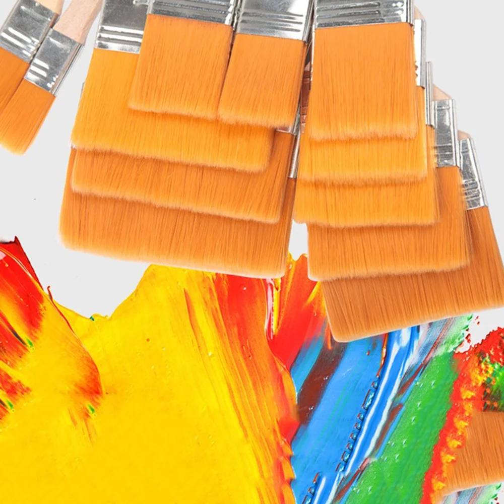 12pcs BBQ Grill Brush Memory Nylon Paint Brushes Set for Acrylic Oil Drawing Watercolor Wooden Painting Brush Tools Art Supplies