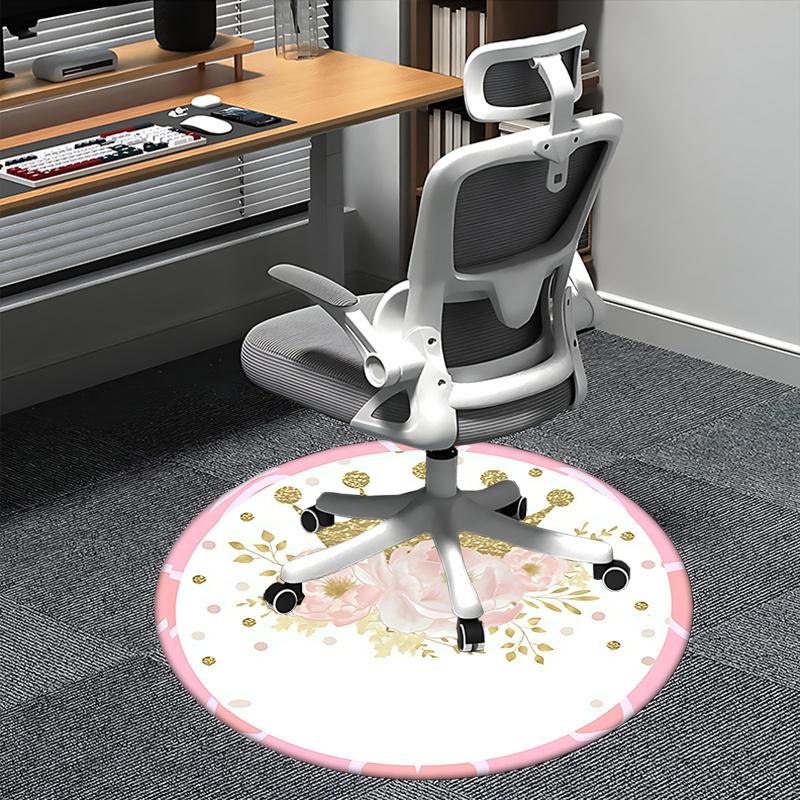 

Gold Glitter Crown Office Carpet Chair Mats, Floral Decorative Rug for Home Office, Living Room, Bedroom, Gift Idea1118069a 80cm by 80cm
