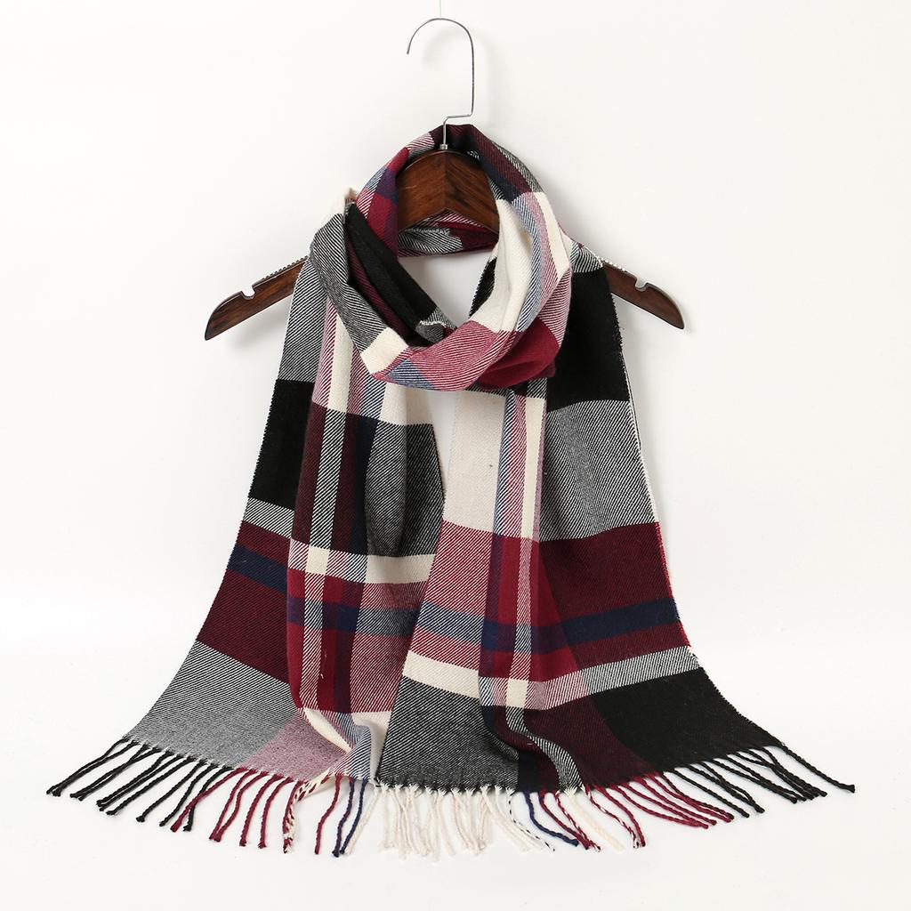 Luxury Brand Women Cashmere Scarves Lady Winter Warm Soft Pashmina Shawls Wraps Female Plaid Knitted Long Scarf For Women