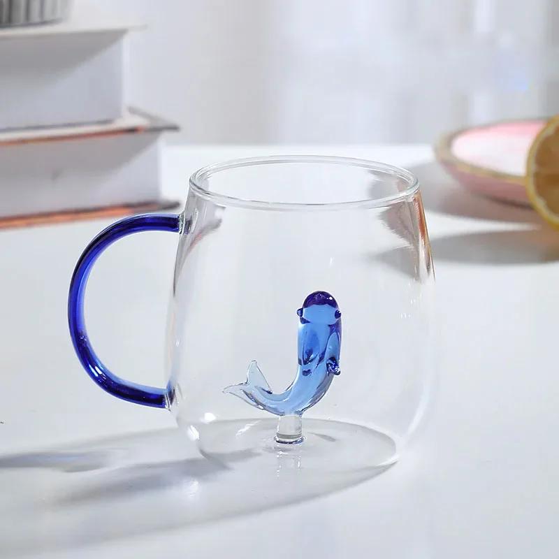 FATUBE Creative High Borosilicate glass Cup Three-Dimensional Animal/Plant Shape Single Layer Coffee Milk Cute Transparent cup
