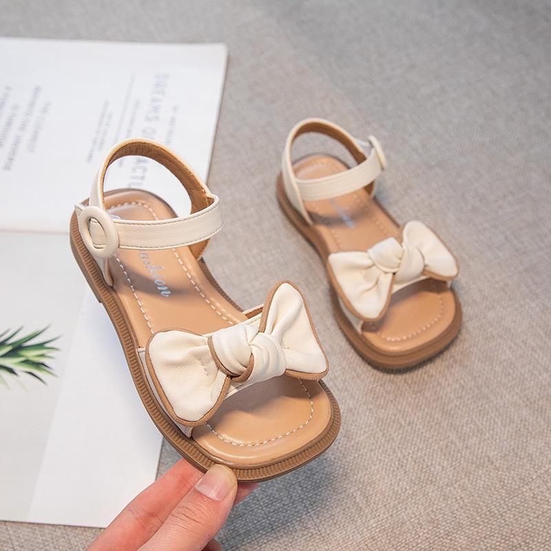 Girls Summer Beach Shoes Classic Sliders Toddler Causal Sandals Open Toe Hook-loop Fashion Children Bow-knot Flats Sandals