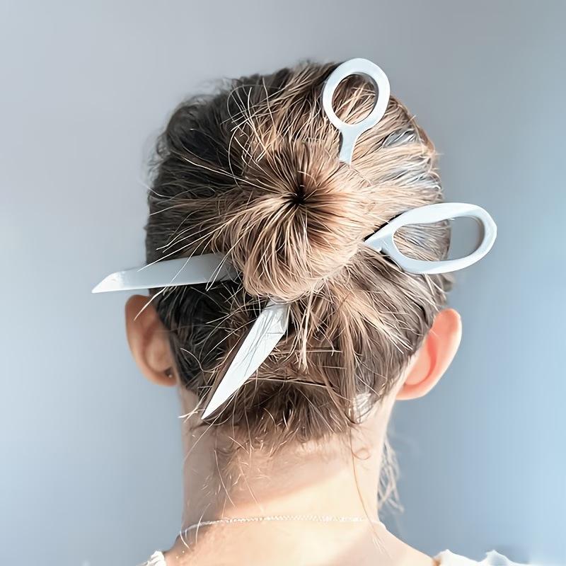 2 Pcs Creative Scissors Shaped Hair Sticks Non Slip Hold Cool Unique Design For Daily Wear Party Cosplay Hair Accessories