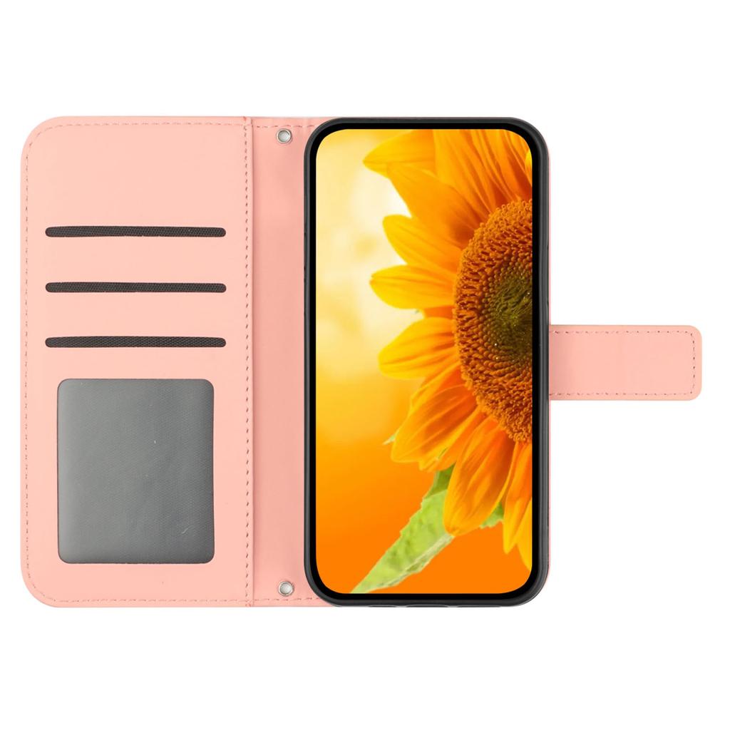 For OnePlus 13T 5G Case Sunflower Imprint Leather Wallet Phone Cover with Wrist Strap