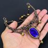 Blue Sapphire Necklace, Handmade Gemstone Necklace, 999 Copper Wire Wrapped Necklace Antique Jewelry, For Engagement Gift