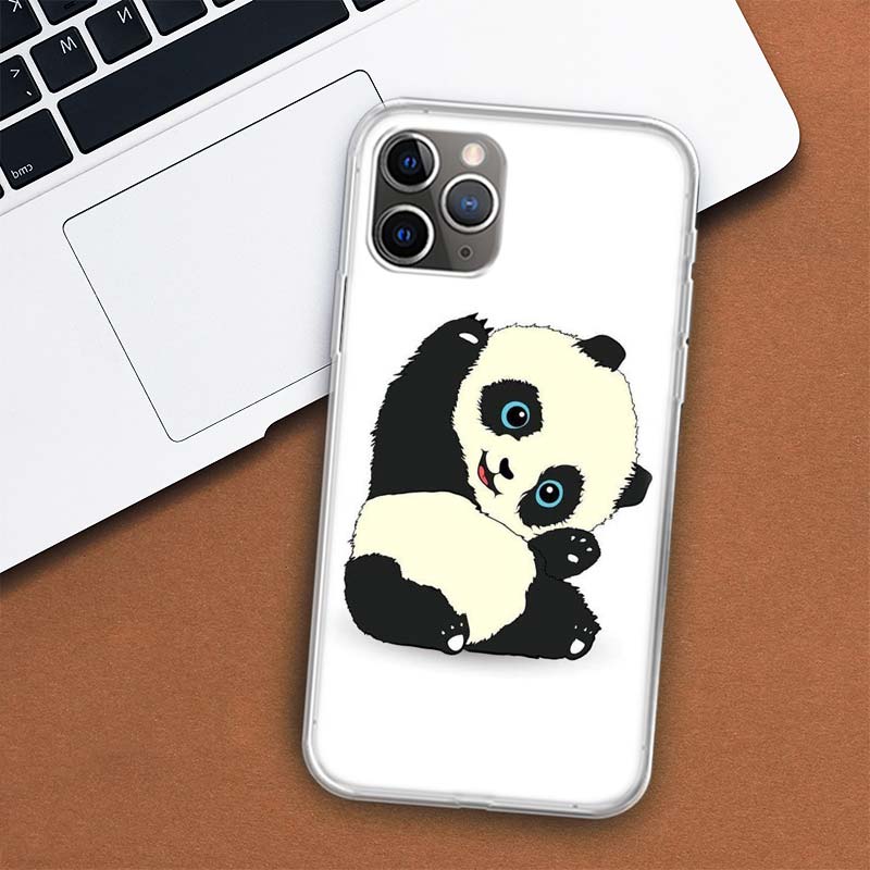 

Чехол для телефона с милым пандой и медведем из мультфильма для Apple iPhone 11 12 13 14 Pro 7 XR X XS Max 6 6S 8 Plus + Mini 5 SE, мягкий чехол с принтом iPhone SE 2020