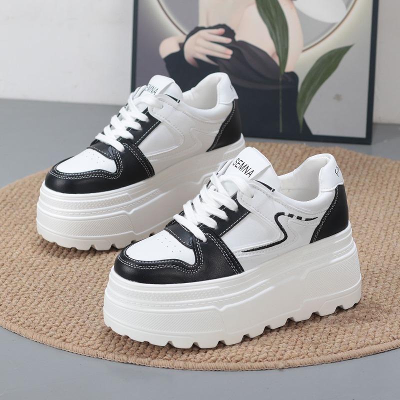 Moda 8CM mulheres Plataforma Cunha Tênis Chunky Couro Genuíno Mulheres Sapatos de Verão Primavera Outono Tênis de Caminhada Vulcanizado Moda