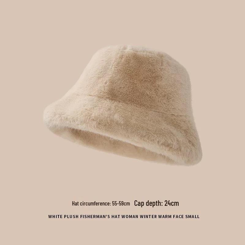 Women's Plush Mongolian Hat: Thick Warm Faux Mink Fur Bucket Hat with Ear Protection for Autumn and Winter