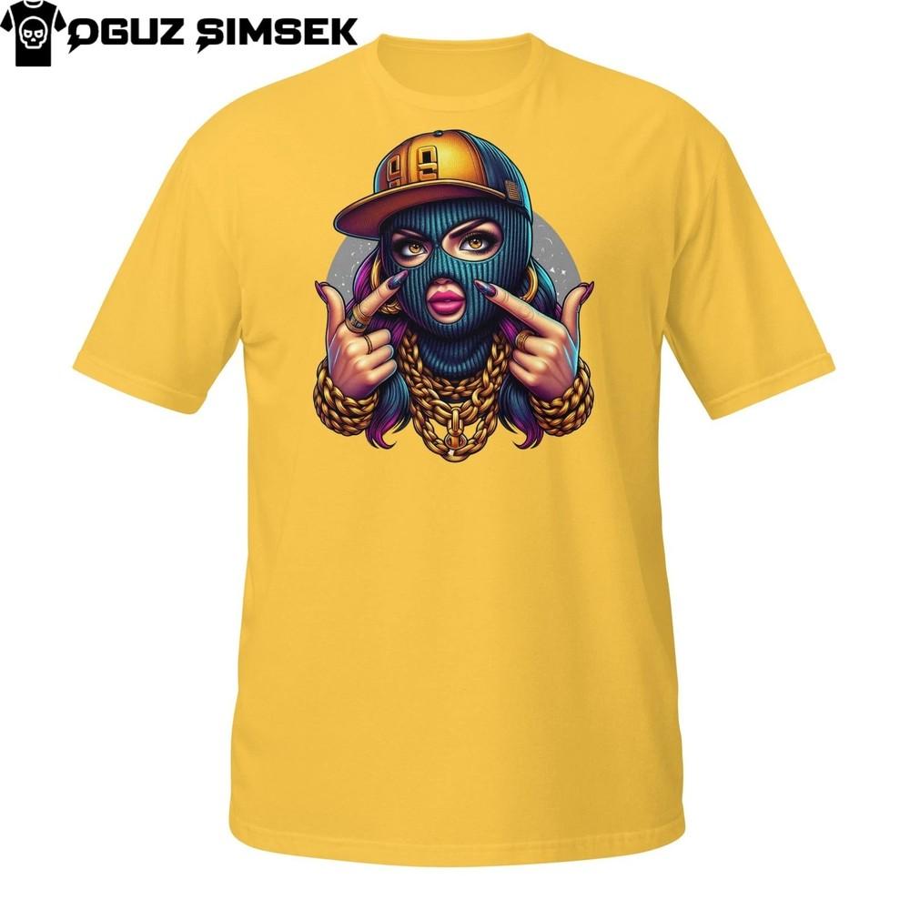 

Gangsta Girl Tee – Urban Streetwear Queen in a Ski Mask with Gold Chains 4XL