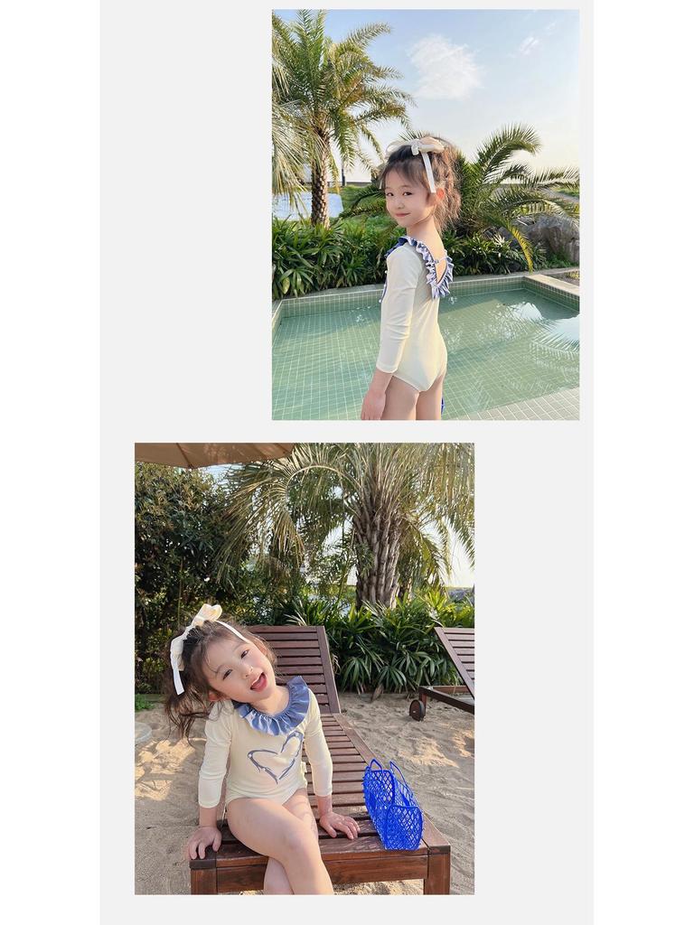 2025 Children's Heart Princess One-Piece Swimsuit with Swim Cap for Toddlers & Girls