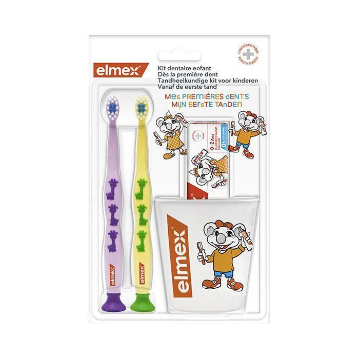 Elmex Kit Dentaire Enfants 2 Brosses À Dents + 1 Dentifrice + 1 Gobelet Offert