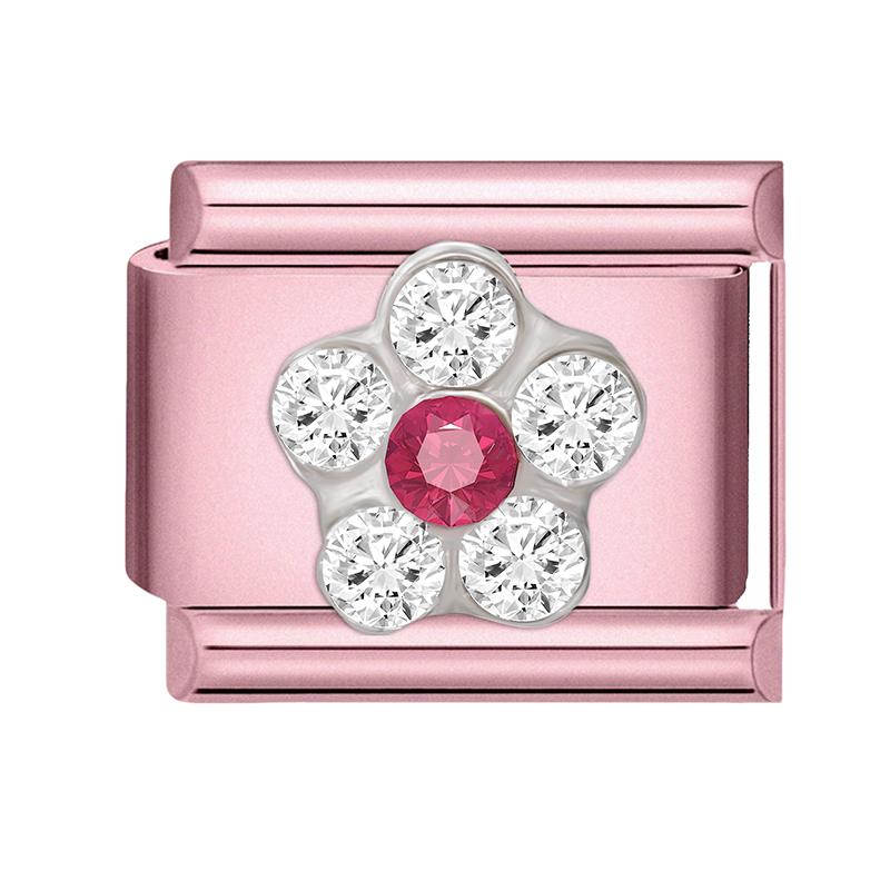 Fashion Zircon Pink Butterfly Star Bow Flower Rabbit Italian Charm Links Fit 9MM Stainless Steel Bracelet Women DIY Making Gift