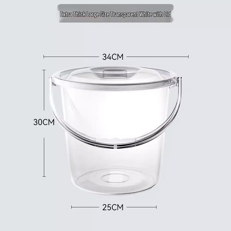 Förtjockad Transparent Plasttunna med Lock: Hushållsvattenförvaring, Tvätt- och Studentrums-användning