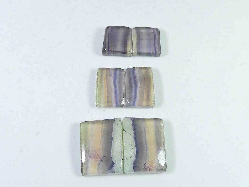 13-20MM Fluorite Matched Pair 3Pcs Octagon Cabochon Crytsal for Earring SK-3683