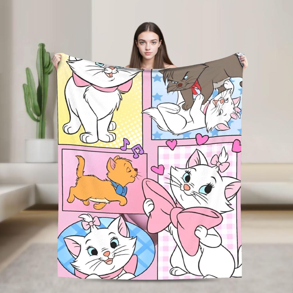 Aristocats Marie Cat Blankets Cartoon Flannel Funny Warm Throw Blankets for Bedspread  Winter,