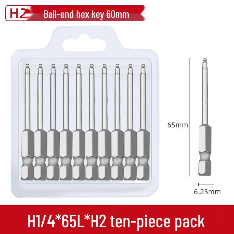 Short Magnetic Ball-Head Hex Socket Driver Bits for Electric and Pneumatic Screwdrivers