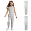 Unisex Kids Adaptive Full Body Jumpsuit Round Neck Sleeveless Solid Color Back Invisible Zipper for Special Needs Care